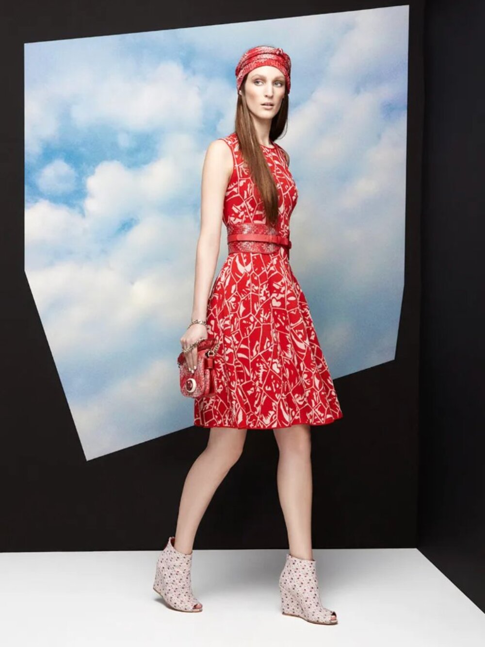 Missoni Resort 2013 Red White Flared Dress IT 44 US 8